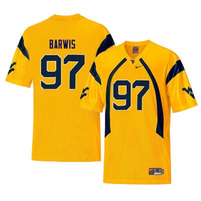 Men's West Virginia Mountaineers NCAA #97 Connor Barwis Yellow Authentic Nike Throwback Stitched College Football Jersey HV15C15FL